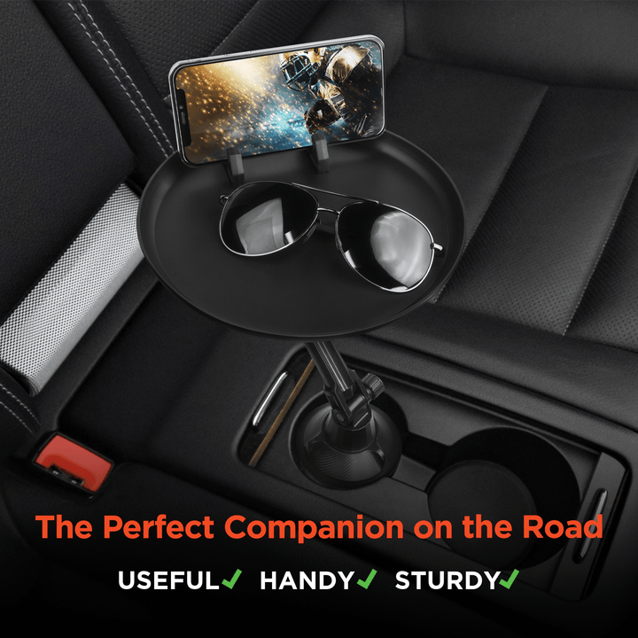 HyperGear Car Caddy Cup Holder Swivel Tray Expandable w Phone Mount