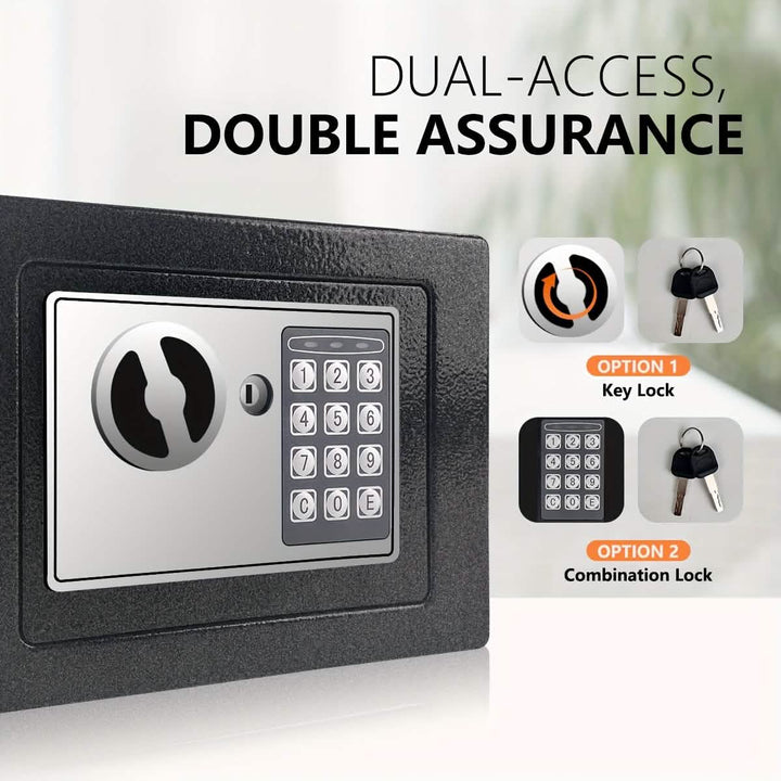 Fireproof Digital Home Safe with Keypad, Sensor Light & Money Bag-Silver
