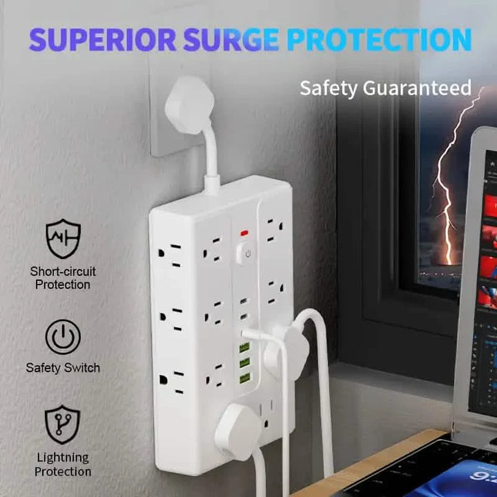 22-in-1 Multi-Functional Power Strip – 16 Sockets, 3 USB-A & 3 USB-C