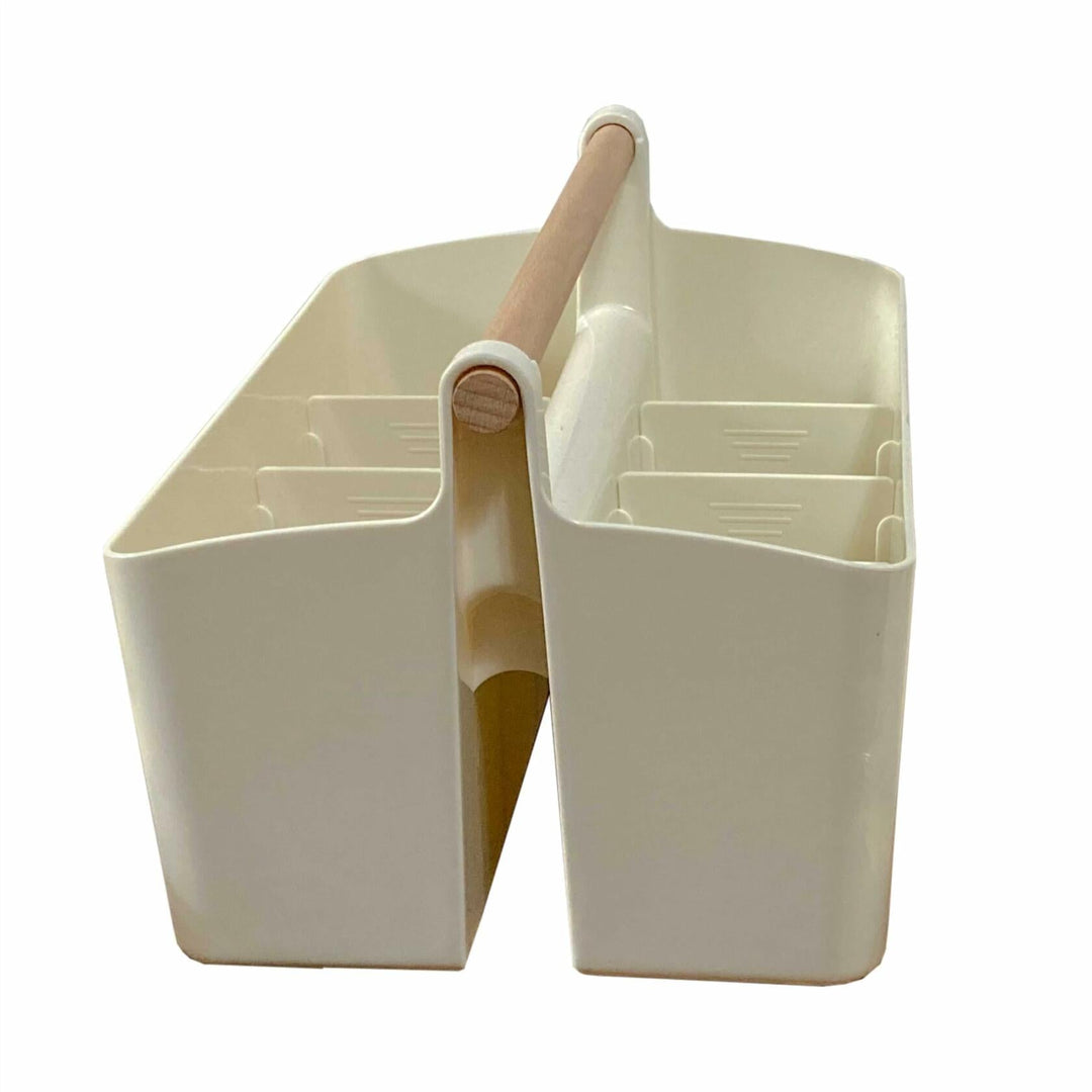 LUEUR Cleaning Caddy Organizer with Handle Multiple Compartments Beige