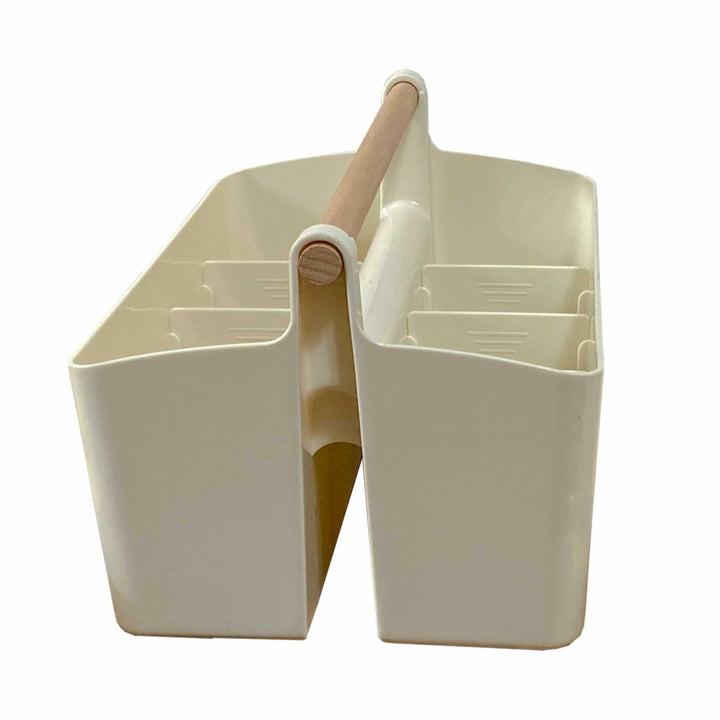 LUEUR Cleaning Caddy Organizer with Handle Multiple Compartments Beige